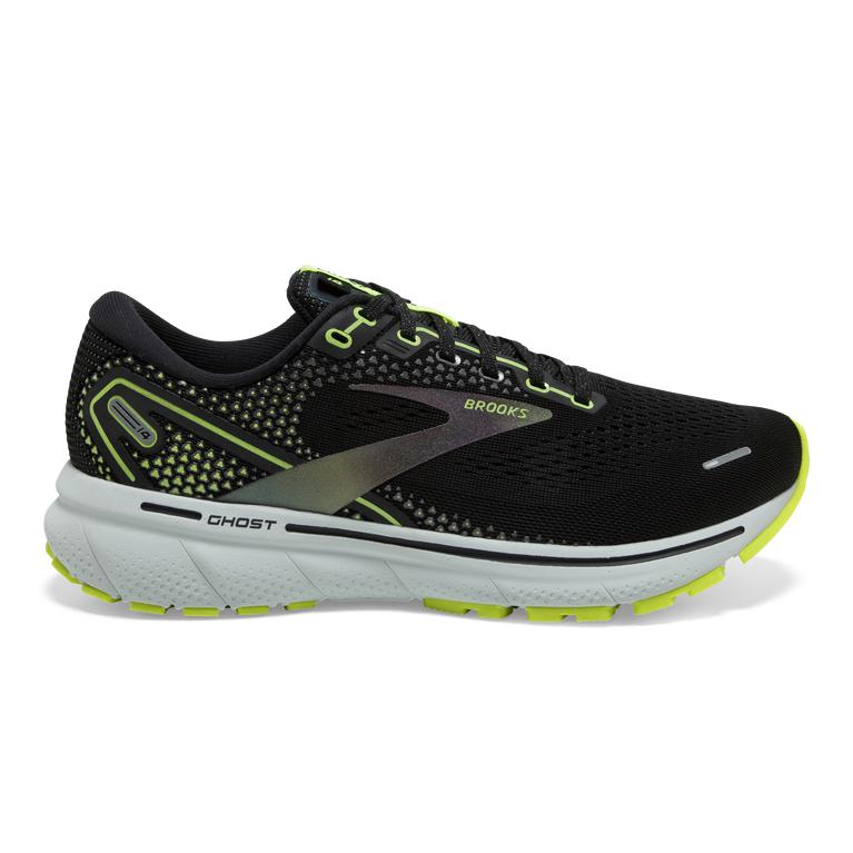 Brooks Ghost 14 - Womens Cushioned Road Running Shoes - Black/Nightlife/Greenyellow/Blue (16298TMWR)